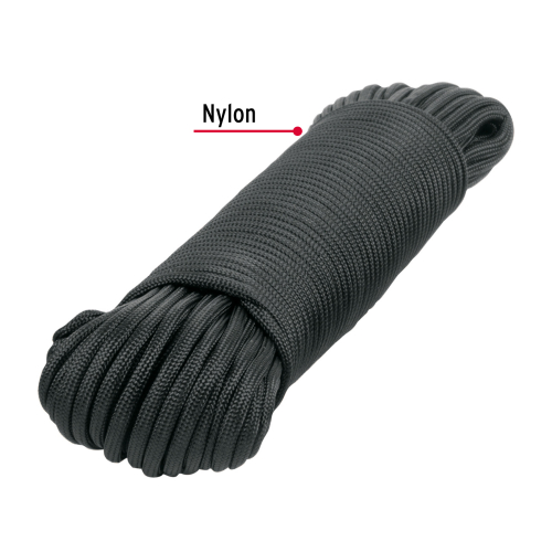 PIOLA DE NYLON PARACORD DE 4MM X 30M NEGRO MADEJA FIERO