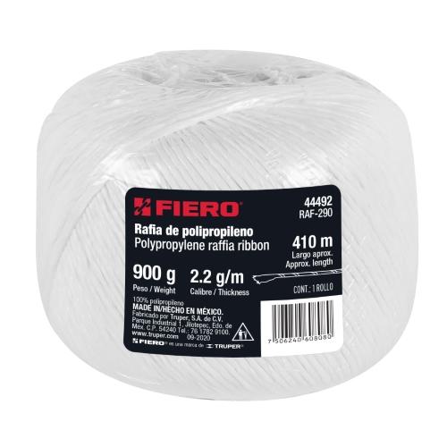 ROLLO DE RAFIA DE 410 M COLOR BLANCO CALIBRE 2.2 G/M PESO 900 GR FIERO