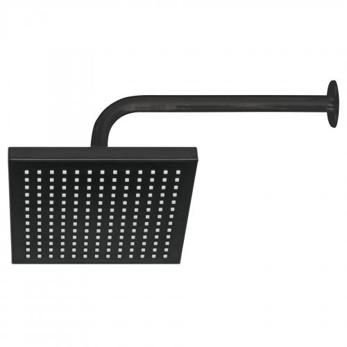 REGADERA CUADRADA 8 Plg. ABS CON BRAZO Y CHAPETON NEGRO AQUA