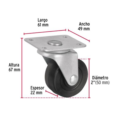 RODAJA HULE 2 Plg. PLACA GIRATORIA CON BUJE CARGA 25KG FIERO