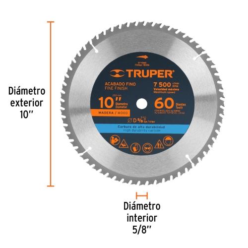 SIERRA P/MADERA 10" CENTRO 5/8 60D TRUPE