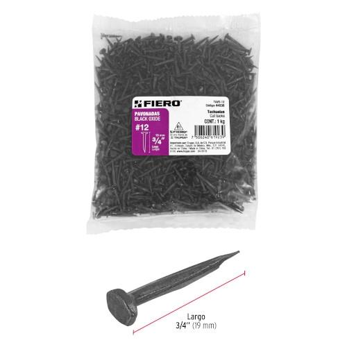 BOLSA CON 1 KG DE TACHUELAS PAVONADAS NO. 12 FIERO