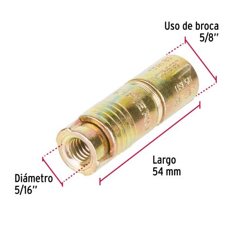 CAJA CON 50 TAQUETES EXPANSIVOS DE 5/16 Plg. SIN TORNILLO FIERO