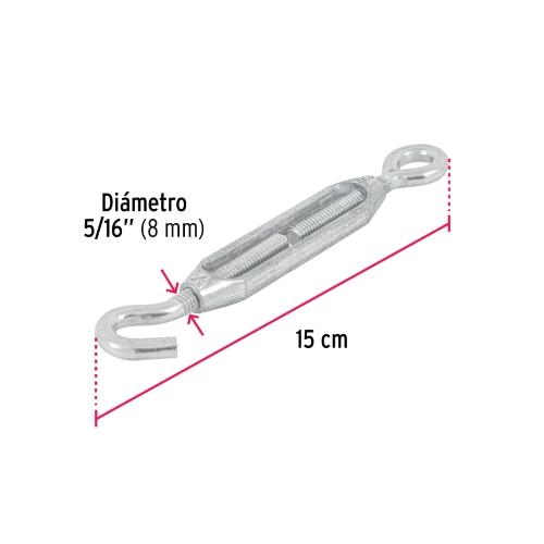 TENSOR ZINC 5/16 Plg. OJO-GANCHO FIERO