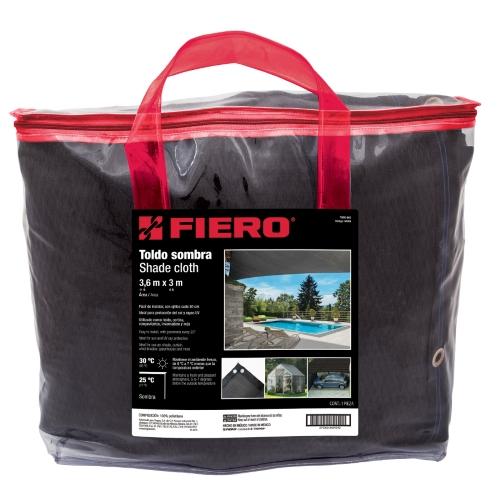 TOLDO SOMBRA 80% MONOFILAMENTO NEGRO 3.6M X 3M FIERO