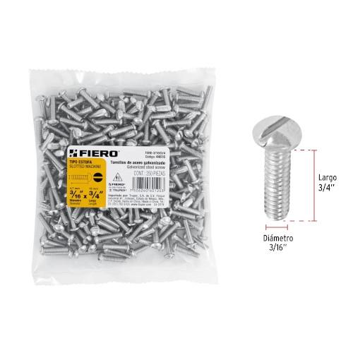 BOLSA CON 250 TORNILLOS 3/16 Plg. X 3/4 Plg. TIPO ESTUFA FIERO