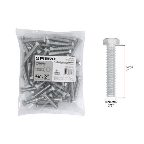 BOLSA CON 60 TORNILLOS 3/8 Plg. X 2 Plg. TIPO MAQUINA FIERO