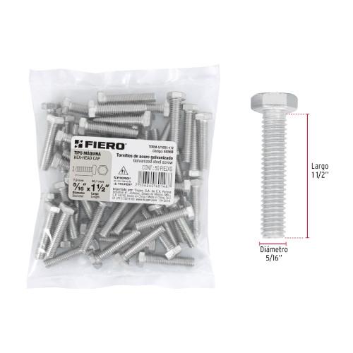 BOLSA CON 50 TORNILLOS 5/16 Plg. X 1-1/2 Plg. TIPO MAQUINA FIERO