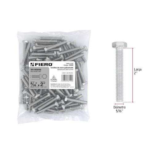 BOLSA CON 80 TORNILLOS 5/16 Plg. X 2 Plg. TIPO MAQUINA FIERO