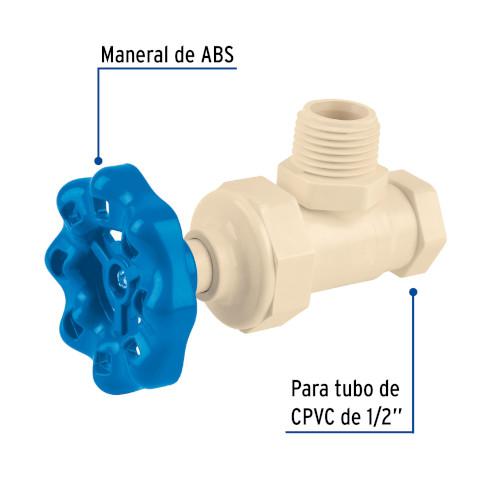 LLAVE ANGULAR DE CPVC DE 1/2 Plg. MANERAL VOLANTE FOSET