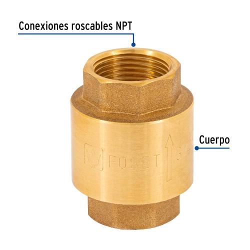 VALVULA DE RETENCION DE LATON DE 3/4 Plg. FOSET