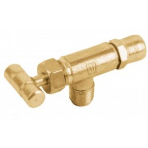 VALVULA HORIZONTAL DE LATON 1/8 Plg. PARA GAS LP CON MANERAL