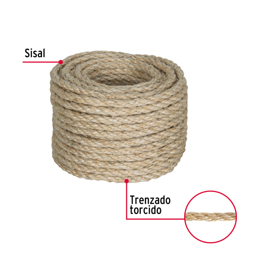 PIOLA DE SISAL (HENEQUEN) DE 6 MM X 15 M NATURAL FIERO
