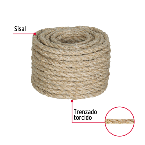 PIOLA DE SISAL (HENEQUEN) DE 8 MM X 15 M NATURAL FIERO