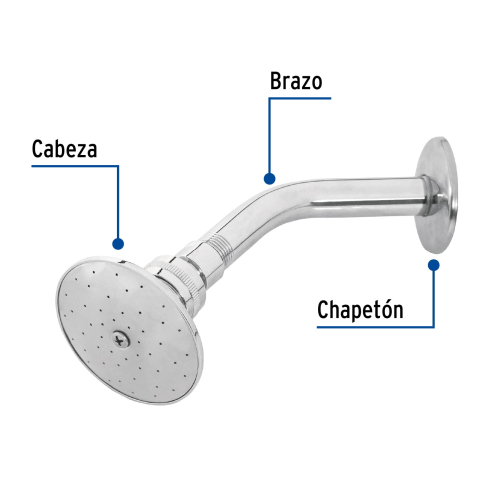 REGADERA REDONDA 3 Plg. METALICA BRAZO Y CHAPETON CROMO AQUA