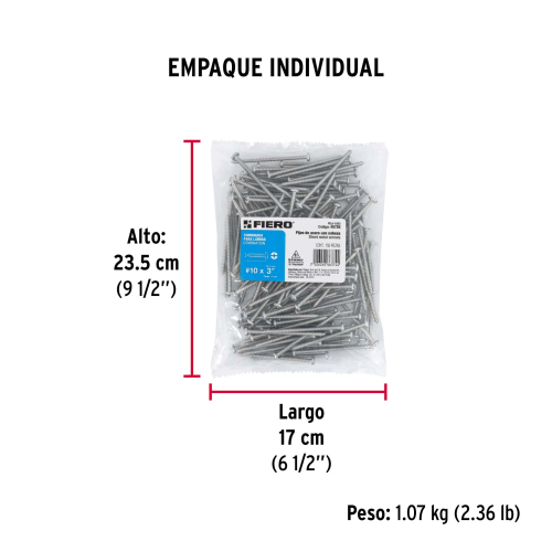 BOLSA CON 150 PIJAS PARA LAMINA Num.10 X 3 Plg. FIERO