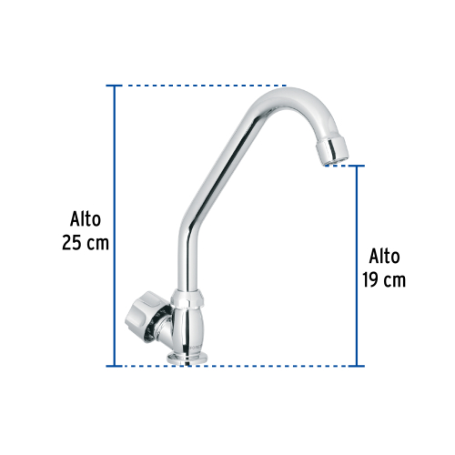 LLAVE INDIVIDUAL FREGADERO ABS CUELLO CORTO HEXAGONAL BASIC