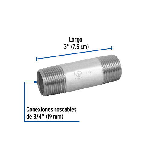 NIPLE DE ACERO GALVANIZADO 3/4 Plg. X 3 Plg. FOSET