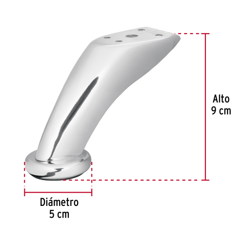 PATA PARA SOFA Y MUEBLE CROMO 90 MM ALTURA HERMEX