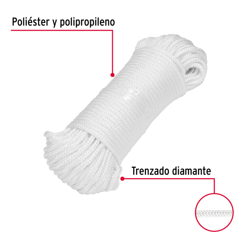 PIOLA DE POLIESTER DIAMANTE DE 4MMX30M BLANCA MADEJA FIERO