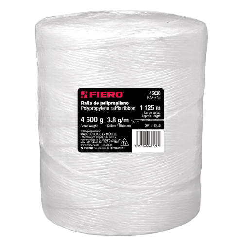 ROLLO DE RAFIA DE 1125 M COLOR BLANCO CALIBRE 3.8 G/M PESO 4.5 KG