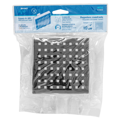 REGADERA CUADRADA 4 Plg. ABS SIN BRAZO CROMO AQUA