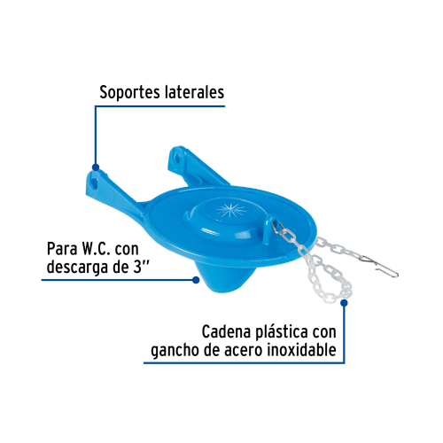 SAPO 3 Plg. PARA WC PVC AZUL CADENA PLASTICA FOSET BASIC
