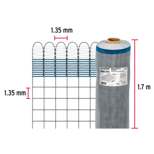 ROLLO DE 30 M X 1.7 M DE MALLA MOSQUITERA PLASTICA GRIS