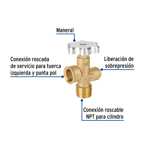 VALVULA PARA CILINDROS DE GAS LP HASTA 45 KG FOSET