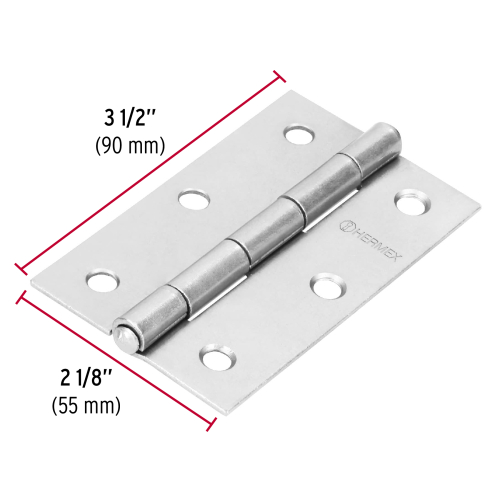 BISAGRA RECTANGULAR 3-1/2 Plg. ACERO PULIDO HERMEX