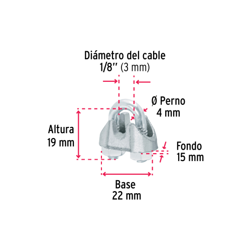 BOLSA CON 100 NUDOS (PERROS) DE HIERRO PARA CABLE DE 1/8 Plg. FIERO