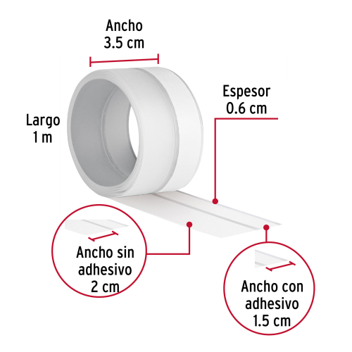 CINTA GUARDAPOLVO 1 M X 35 MM TRANSPARENTE HERMEX