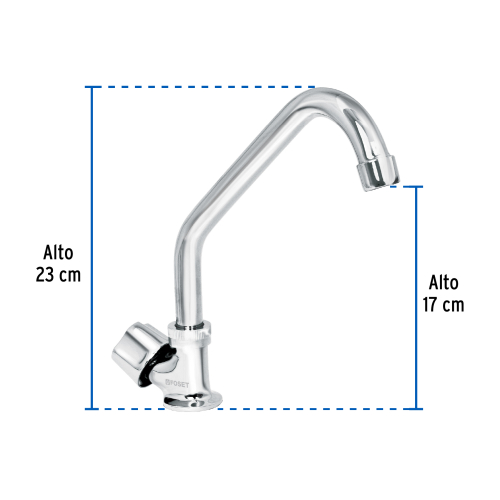 LLAVE INDIVIDUAL FREGADERO CUELLO CORTO HEXAGONAL BASIC