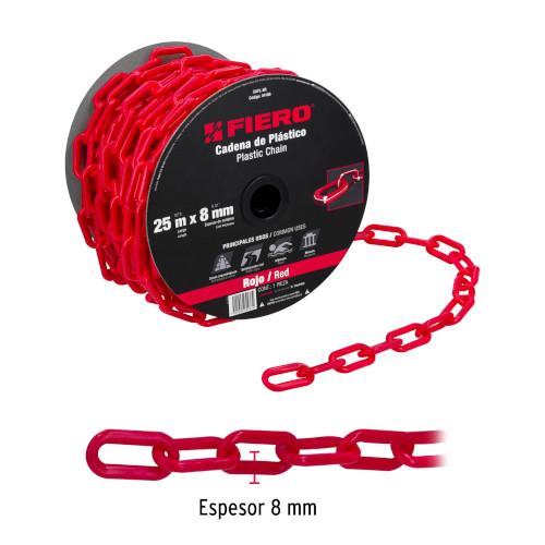CADENA DE PLASTICO 8MM 5/16 ROJA FIERO (25MT)