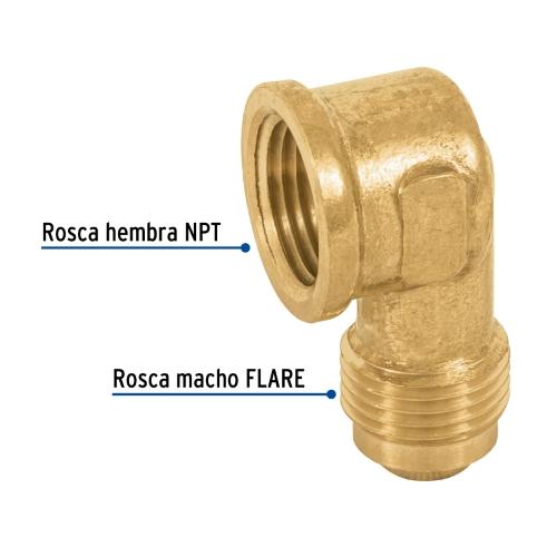 CODO PARA ESTUFA A 90° DE LATON DE 3/8 X 3/8 Plg. FOSET
