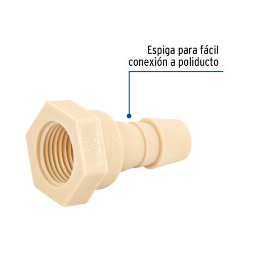 ADAPTADOR INSERCION ROSCA INTERIOR DE 1/2 Plg. X 1/2 Plg. FOSET