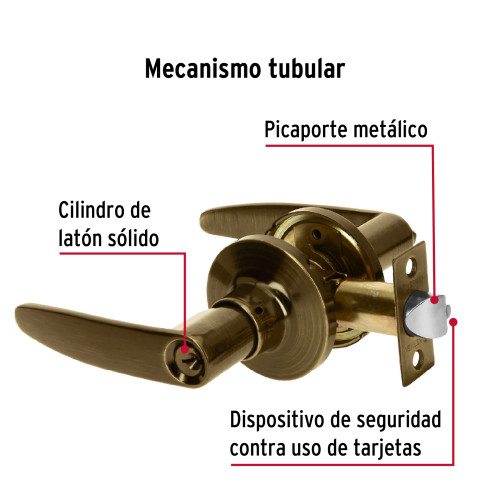CERRADURA MANIJA MODELO TURIN PARA RECAMARA LATON ANTIGUO CIL LATON