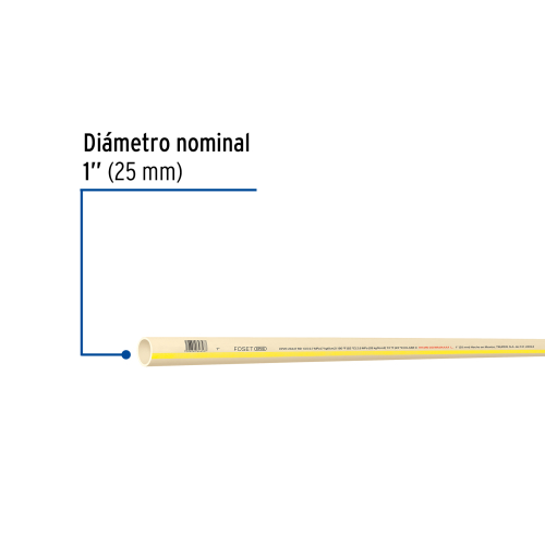 TUBO DE 1 Plg. CPVC HIDRAULICO RD 13.5 1 Plg. 3M 0.8KG FOSET