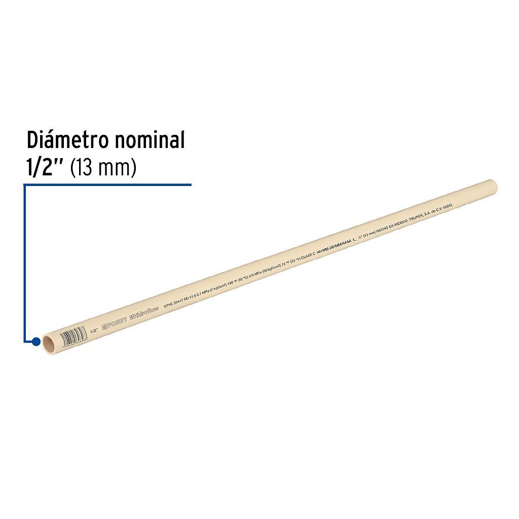 TUBO DE 1/2 Plg. CPVC HIDRAULICO RD 13.5 3M 0.3KG FOSET
