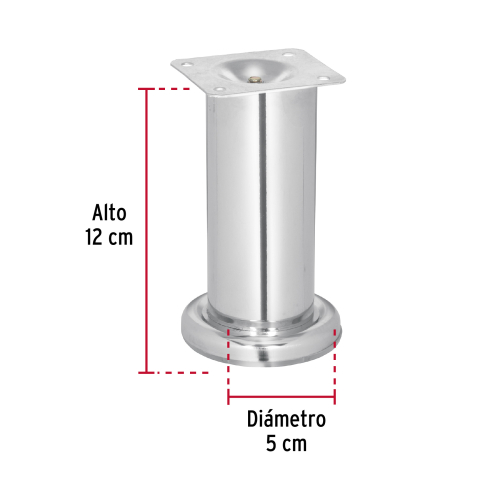 PATA PARA SOFA Y MUEBLE CROMO 120 MM ALTURA HERMEX