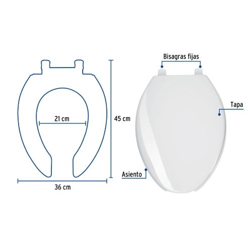ASIENTO ALARGADO PARA WC ABIERTO BLANCO AQUA