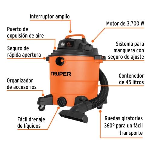 ASPIRADORA PLASTI 45L LIQUIDOS Y SOLIDOS