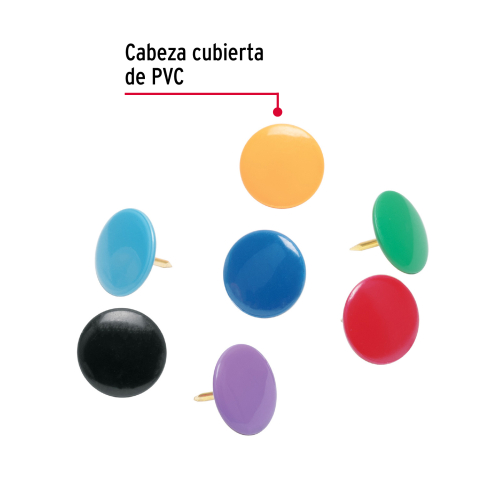 CAJA CON 100 CHINCHES EN 10 COLORES SURTIDOS FIERO