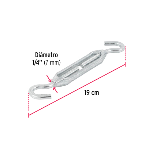 TENSOR ZINC 1/4 Plg. GANCHO-GANCHO FIERO