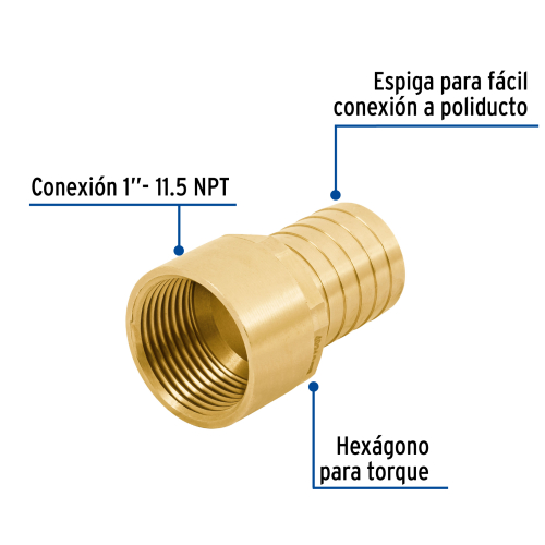 ADAPTADOR HEMBRA DE LATON 1 Plg. PARA MANGUERA FOSET