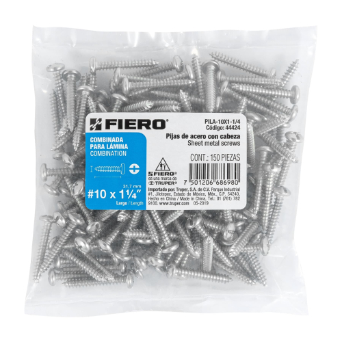 BOLSA CON 150 PIJAS PARA LAMINA Num.10 X 1-1/4 Plg. FIERO