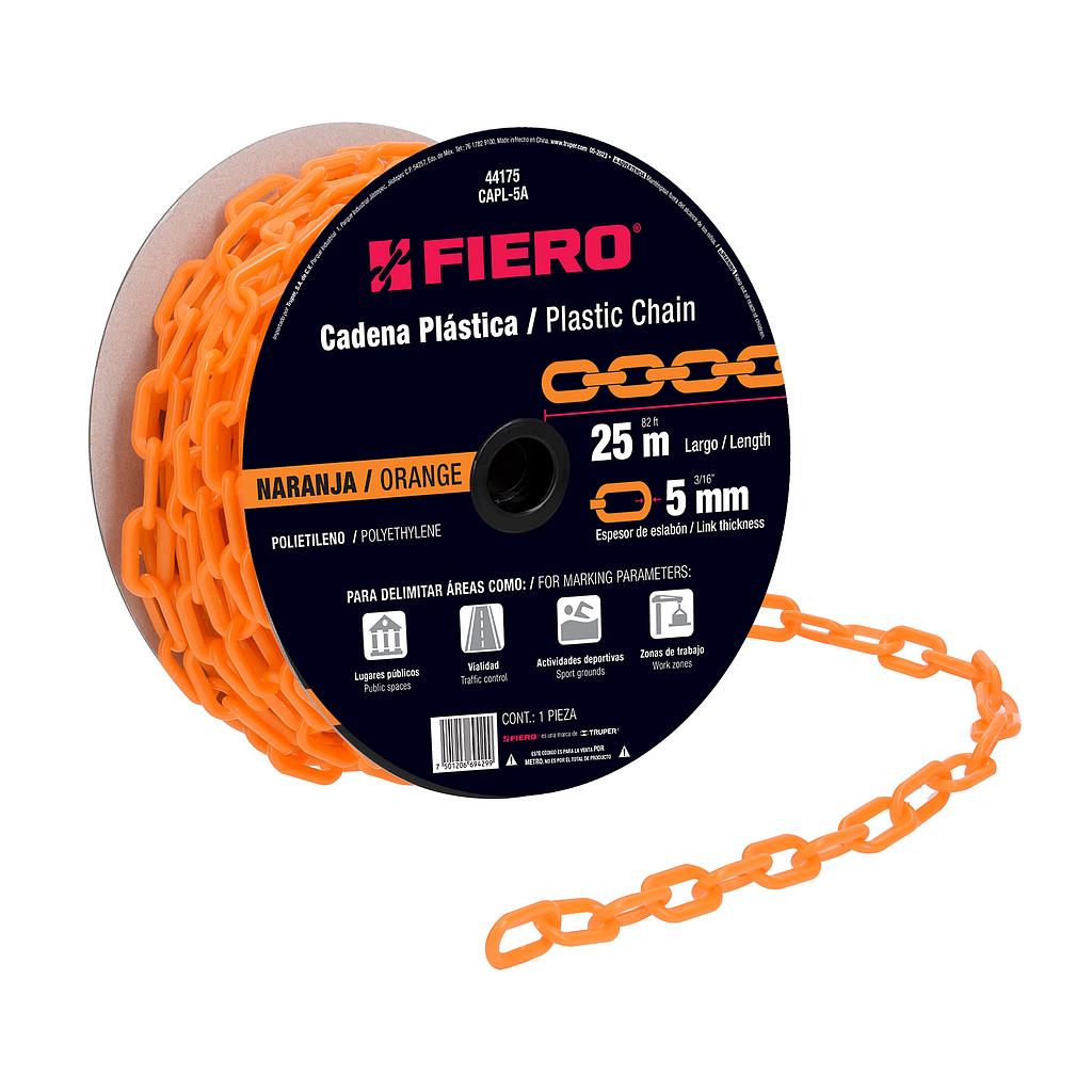 CADENA DE PLASTICO 8MM 5/16 NARANJA FIERO (25MT)