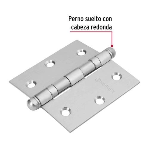 BISAGRA CUADRADA 2 Plg. ACERO INOXIDABLE CABEZA REDONDA HERMEX