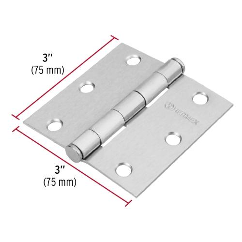 BISAGRA CUADRADA 3 Plg. SATINADO CABEZA PLANA HERMEX