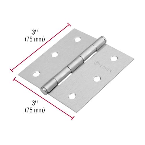 BISAGRA CUADRADA 3 Plg. SATINADO CABEZA PLANA BASIC